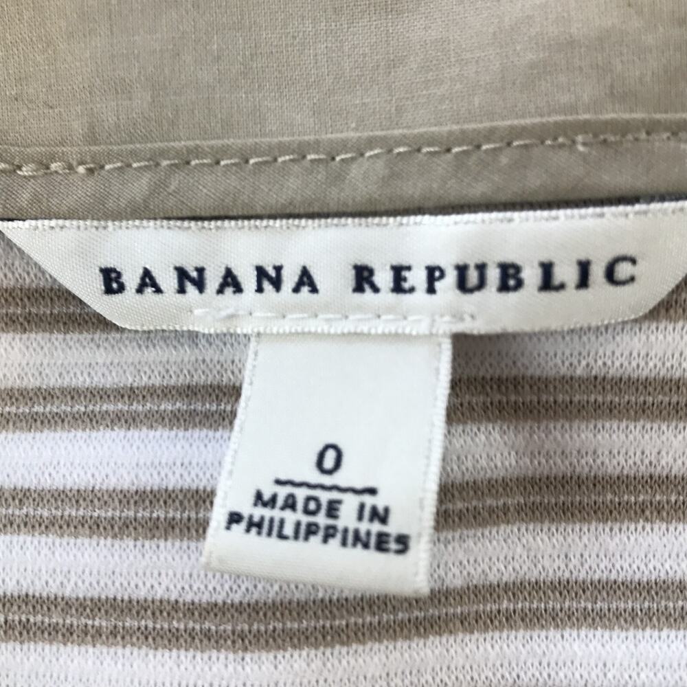 Banana Republic Sheath Dress Womens 0 White Tan Striped Sleeveless Knee Length - Picture 5 of 8